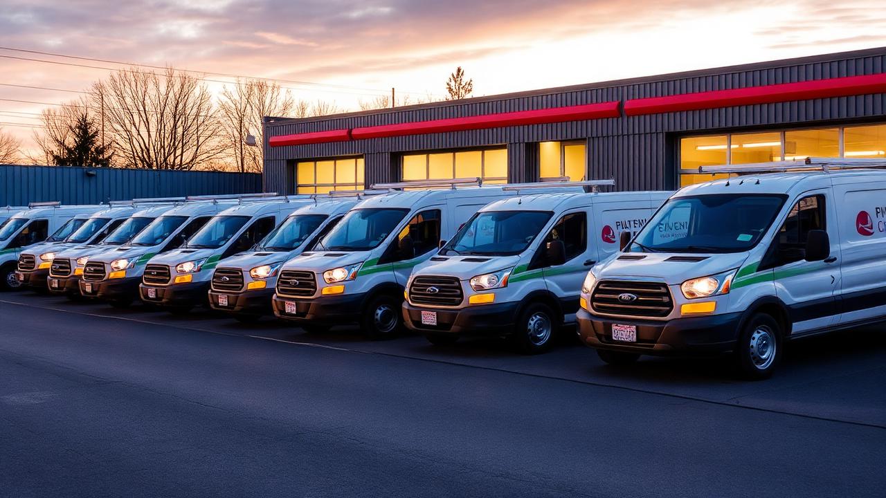 Fleet vehicles ready for scheduled maintenance
